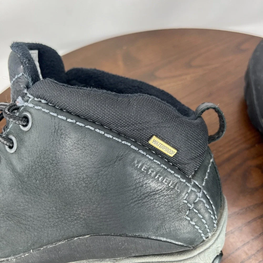 Merrell Coda Mid Boots Mens 8 Black Leather Lace Up Waterproof Outdoor Ortholite